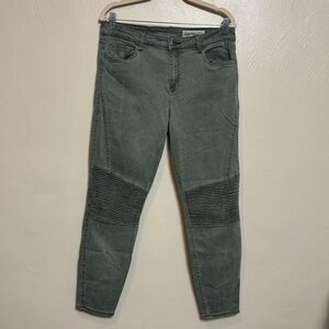 Pistola Women's Audrey Moto Detail Skinny Green Jeans Size 32